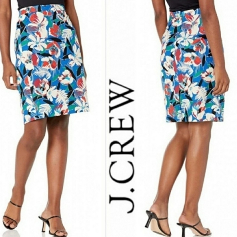 🔥J. Crew Basket Weave Floral Pencil Skirt B8203, Size 6